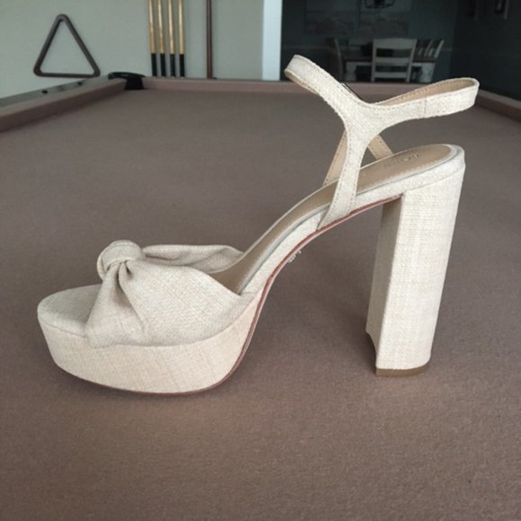 Born on Fifth Laurie Linen Knotted Ankle Strap Platform Sandals Size 9.5, 10, 11 - Picture 3 of 8